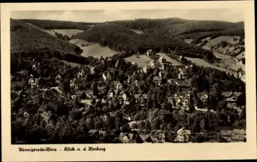 Ak Wernigerode am Harz, Blick von Harburg, Panorama