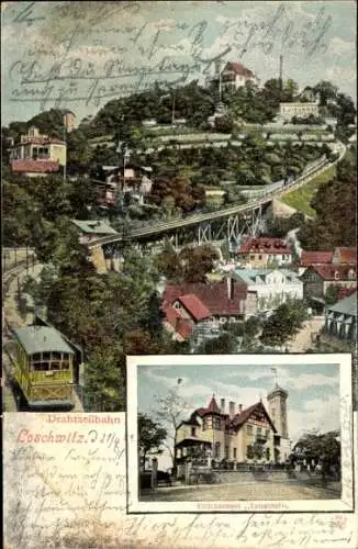 Ak Dresden Loschwitz, Teilansicht, Drahtseilbahn, Etablissement Luisenhof