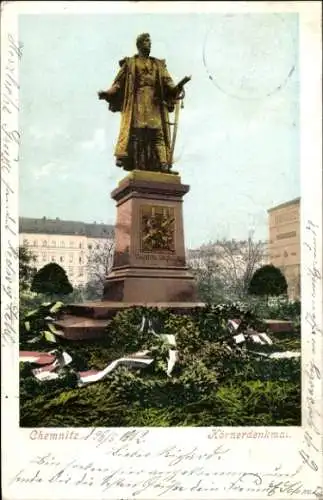 Ak Chemnitz in Sachsen, Körnerdenkmal