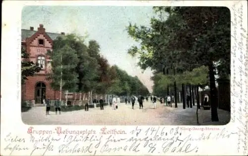 Ak Zeithain in Sachsen, Truppenübungsplatz, König-Georg-Straße, Gebäude aus dem Jahr 1900