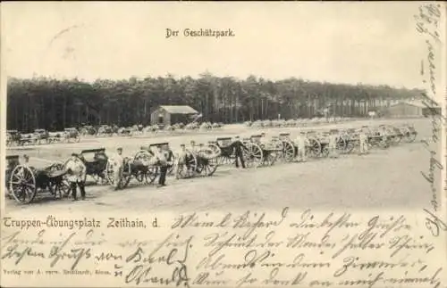 Ak Zeithain in Sachsen, Truppenübungsplatz, Geschützpark