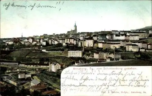 Ak Annaberg Buchholz Erzgebirge, Blick auf den Ort vom Schottenberg gesehen