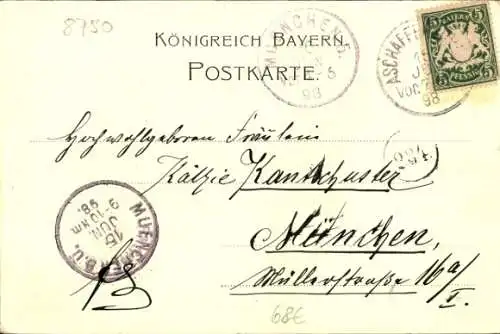 Künstler Ak Aschaffenburg in Unterfranken Bayern, 450jh Jubelfeier der Schützengesellschaft 1898