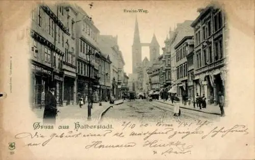 Ak Halberstadt Sachsen Anhalt, Breiteweg, Geschäfte