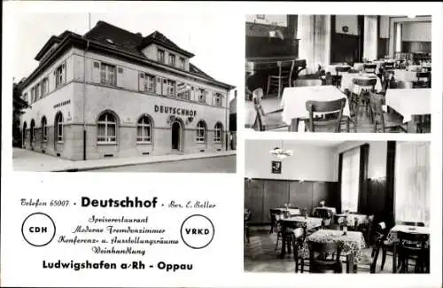 Ak Oppau Ludwigshafen am Rhein, Restaurant Deutschhof, E. Beller, Innenansichten