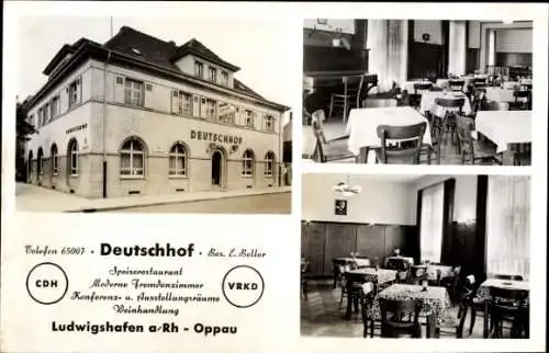 Ak Oppau Ludwigshafen am Rhein, Restaurant Deutschhof, E. Beller, Innenansichten