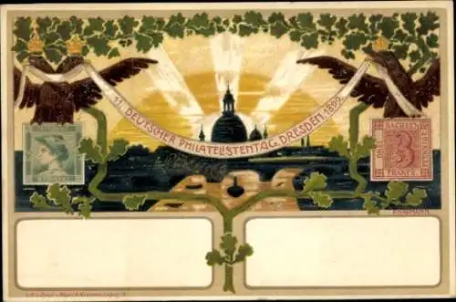 Ganzsachen Briefmarken Litho Dresden, 11. Deutscher Philatelistentag 1899
