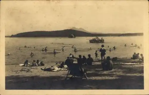 Ak Staré Splavy Thammühl Doksy Hirschberg am See Region Reichenberg, Strandpartie