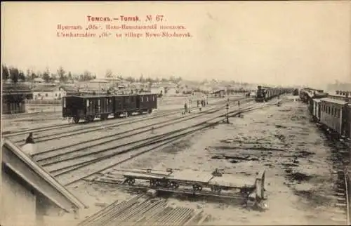 Ak Nowo Nikolajewsk Russland, Embarcadere Ob, Eisenbahn