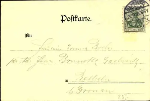 Litho Bothfeld Hannover, Gastwirtschaft Louis Rahlfs, Schule, Pfarrhaus, Kirche