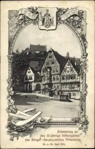 Passepartout Ak Miltenberg am Main Unterfranken, Bürger Gesangverein, 50-jähriges Stiftungsfest 1910
