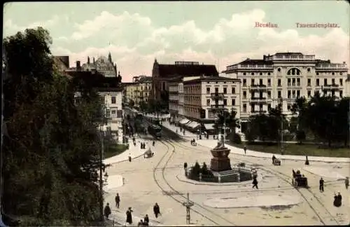 Ak Wroclaw Breslau in Schlesien, Tauenzienplatz