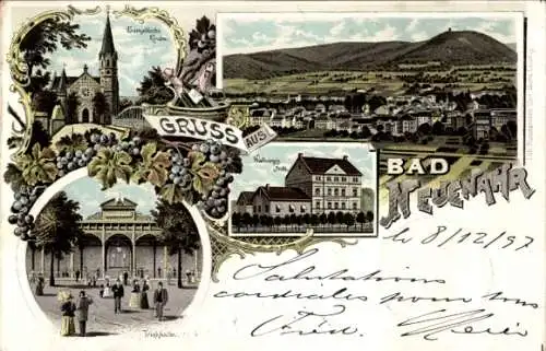 Litho Bad Neuenahr Ahrweiler in Rheinland Pfalz, Evangelische Kirche, Trinkhalle, Walburgisstift