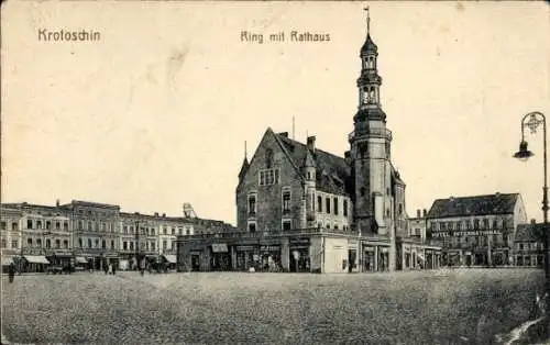 Ak Krotoszyn Krotoschin Posen, Ring, Rathaus