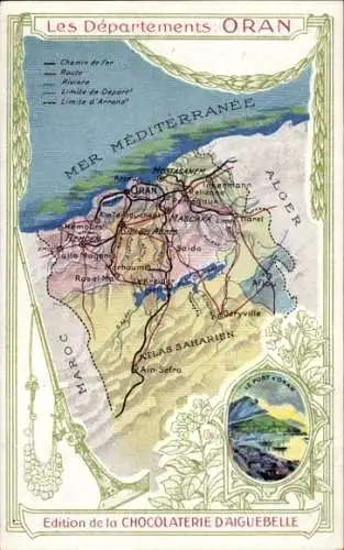Landkarten Ak Oran Algerien, Die Departements, Der Hafen, Sahara-Atlas