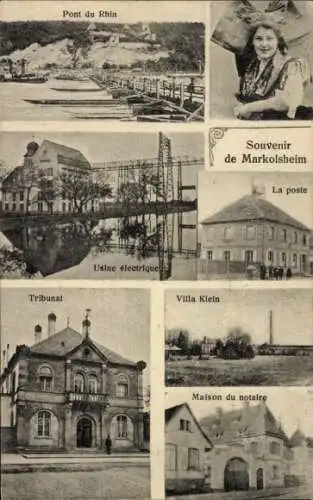 Ak Marckolsheim Markolsheim Elsass Bas Rhin, Tribunal, Villa Klein, Elsässerin