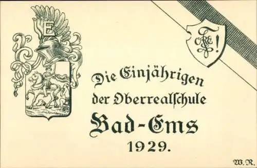 Studentika Ak Bad Ems an der Lahn, Die Einjährigen der Oberrealschule 1929