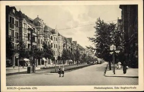 Ak Berlin Steglitz Lichterfelde, Hindenburgdamm, Ecke Steglitzer-Straße