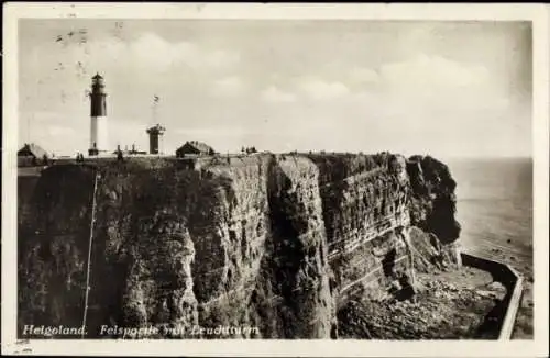 Ak Helgoland in Schleswig Holstein, Felspartie mit Leuchtturm