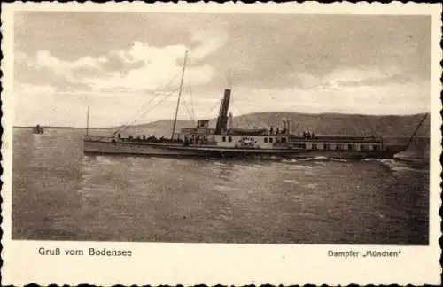 Ak Dampfer München auf dem Bodensee