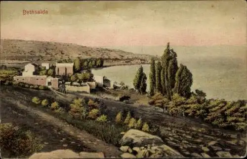 Ak Bethsaida Israel, Häuser in der Landschaft