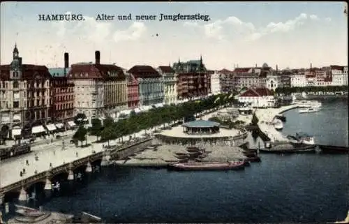 Ak Hamburg Mitte Neustadt, alter Jungfernstieg, neuer Jungfernstieg
