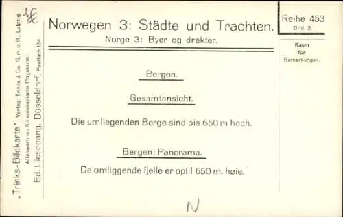 Ak Bergen Norwegen, Gesamtansicht