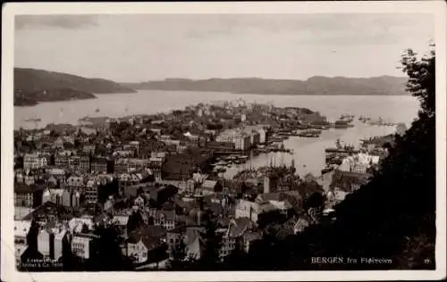 Ak Bergen Norwegen, Bergen fra Floiveien, Panorama
