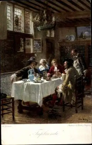 Künstler Ak Gaisser, M., Tafelrunde, Männer am Tisch