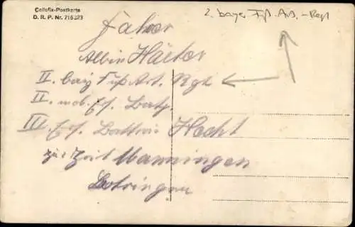 Foto Ak Deutscher Soldat in Uniform auf einem Pferd, 2. bayer. Fuß Artillerie Regiment, I WK