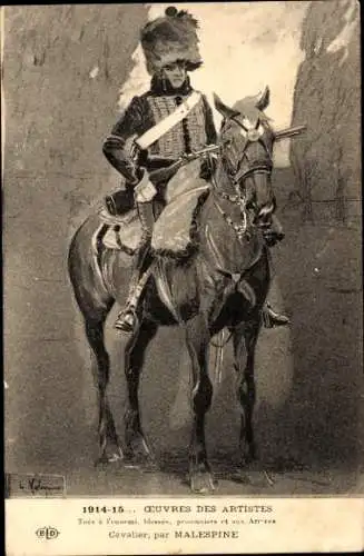 Künstler Ak Malespine, Kavallerie, Französischer Soldat in Uniform, I. WK