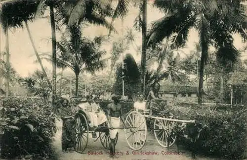 Ak Colombo Ceylon Sri Lanka, Bullock Hackery and Ginrickshaw