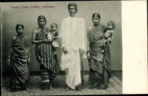 Ak Colombo Ceylon Sri Lanka, Tamils, Gruppenportrait