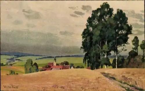 Künstler Ak Kopp, Walter, Landschaft, Feld, Weg