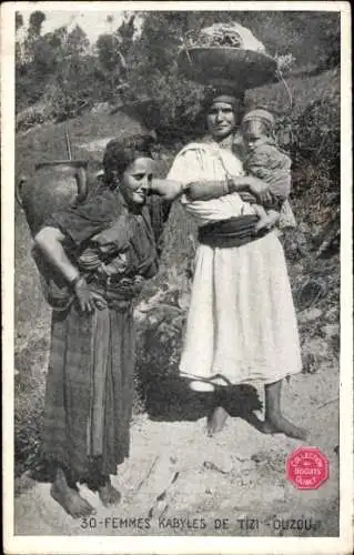 Ak Kabyle Frauen von Tizi Ouzou, Reklame Biscuits Olibet