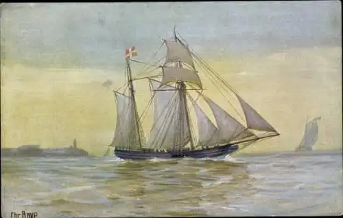 Künstler Ak Rave, Chr., Marine Galerie 299, Dänische Galeasse um 1840, Segelschiff