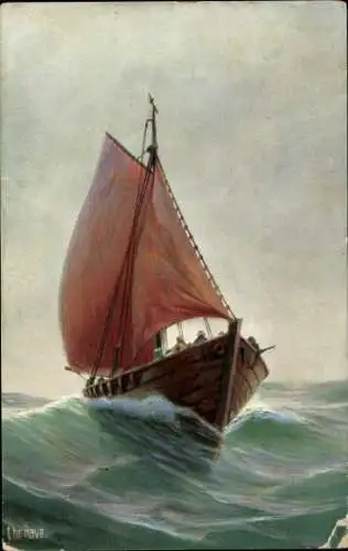 Künstler Ak Rave, Chr., Marine Galerie Nr. 291, Tucker und Zesenfischerboot, Stettiner Haff, 1900
