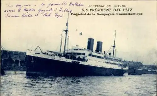Ak Paquebot S.S. Président Dal Piaz, CGT French Line, Transatlantique