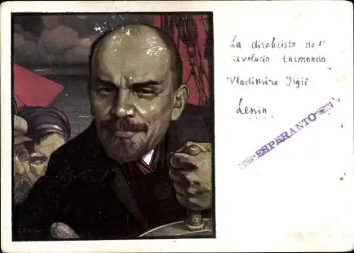 Künstler Ak Eberling, Wladimir Iljitsch Lenin, Steuerrad