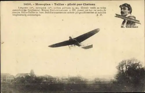 Ak Monoplane Tellier, gesteuert von Chateau