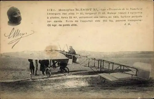 Ak Flugzeug Bleriot, Pilot, Flugpionier