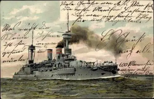Ak Deutsches Kriegsschiff, SMS Weißenburg, Panzerschiff, Kaiserliche Marine