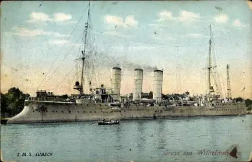 Ak Wilhelmshaven, Deutsches Kriegsschiff, SMS Lübeck, Kleiner Kreuzer, Kaiserliche Marine