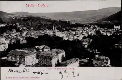 Ak Baden Baden, Blick von Fürst Solms Schloss