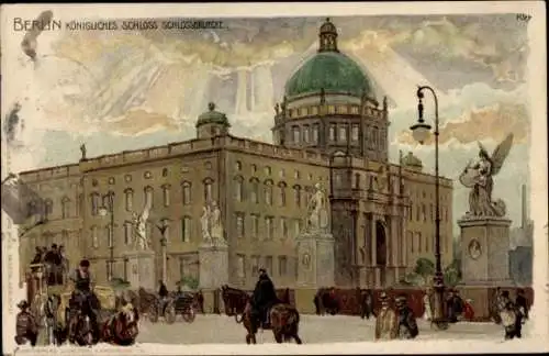 Ak Berlin Mitte, Königliches Schloss, Schlossbrücke
