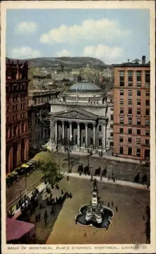 Ak Montreal Quebec Kanada, Maisonneuve Monument, Bank of Montreal, Place d'Armes