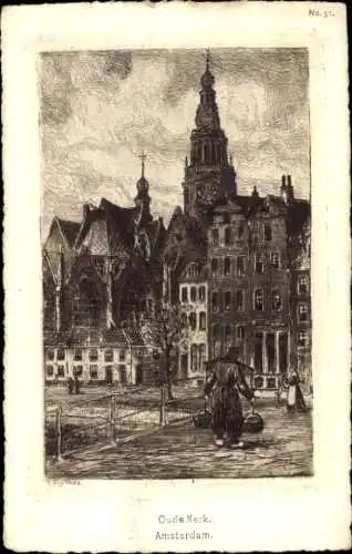 Künstler Ak Amsterdam Nordholland Niederlande, Oude Kerk