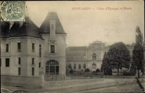 Ak Montargis Loiret, Caisse d'Espargne, Mairie