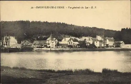 Ak Bagnoles de l'Orne Orne, Vue generale du Lac