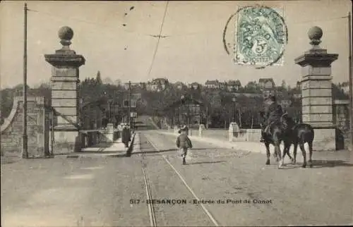 Ak Besançon Doubs, Entree du Pont de Canot